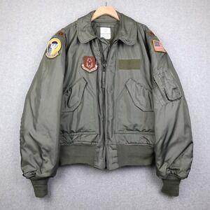 Vintage Valley Apparel Flyers Jacket Cold Weather 45/P Mens L Green AF Patches